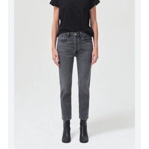 Agolde Riley straight crop jeans , gray/black washed, Size 27 L77
